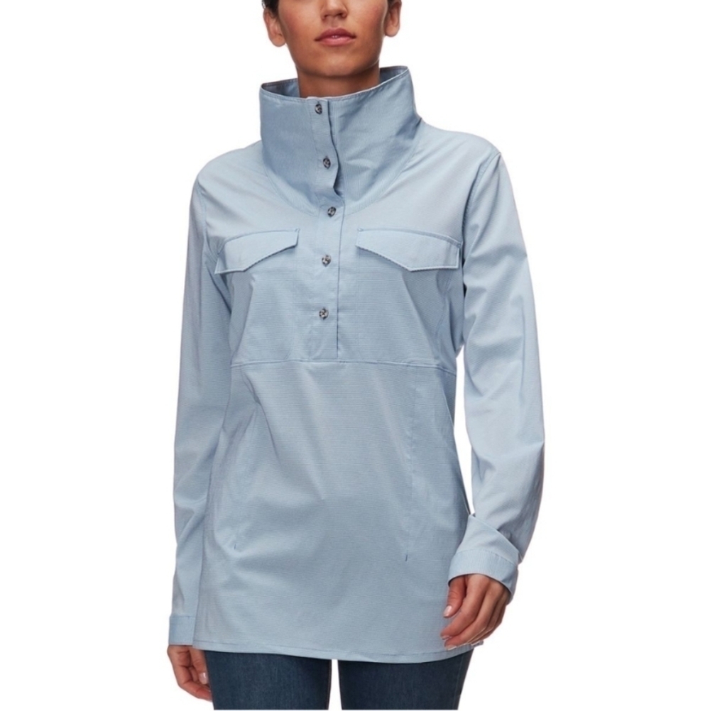 Mountain Hardware Citypass Popover Shirt blue stripped sun shirt Small @V